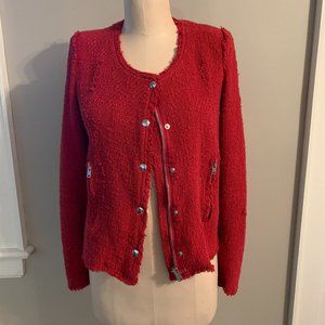 Iro Tweed Frayed Edge Zip/Snap Front Jacket